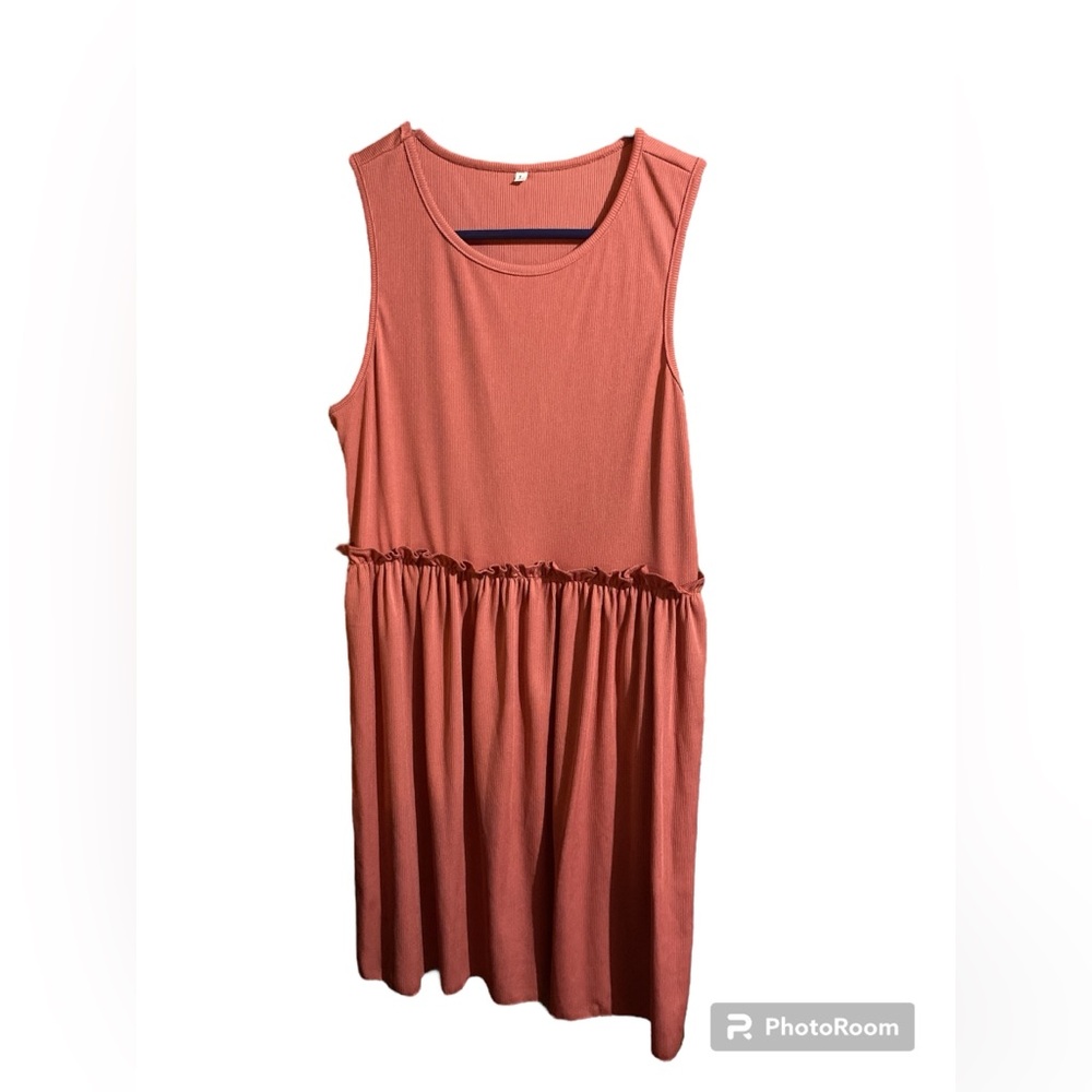 Boutique Mauve Ruffle Trim Ruched Tank Dress Size L
